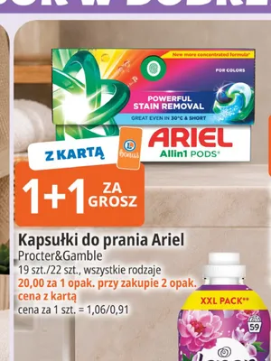 Kapsułki do prania Ariel Allin1 Pods promocja w Leclerc