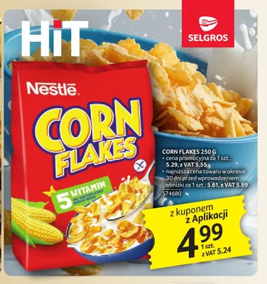 Płatki kukurydziane Corn Flakes Nestlé promocja w Selgros