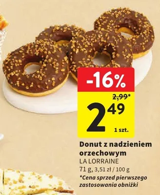 Donut z nadzieniem orzechowym promocja w Intermarche