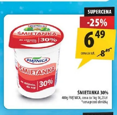 Śmietanka 30% Piątnica promocja w Arhelan