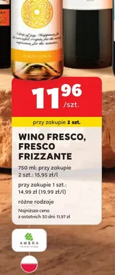 Wino musujące Fresco Frizzante promocja w Stokrotka