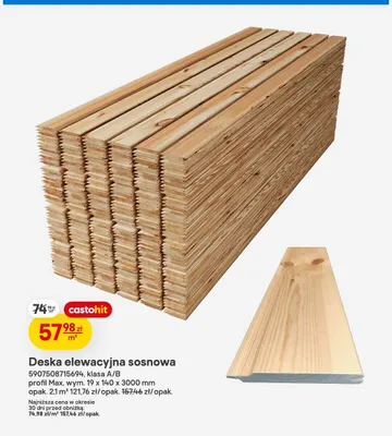 Deska elewacyjna sosnowa klasa A/B profil Max wym. 19x140x3000mm promocja w Castorama