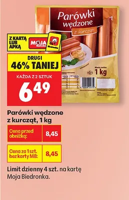 Parówki wędzone z kurcząt promocja w Biedronka