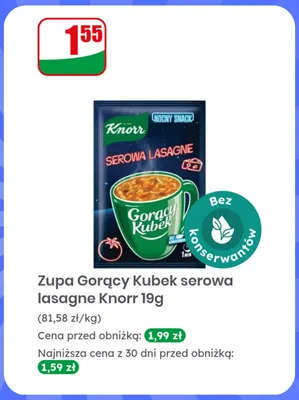 Zupa Gorący Kubek serowa lasagne Knorr promocja w Dino