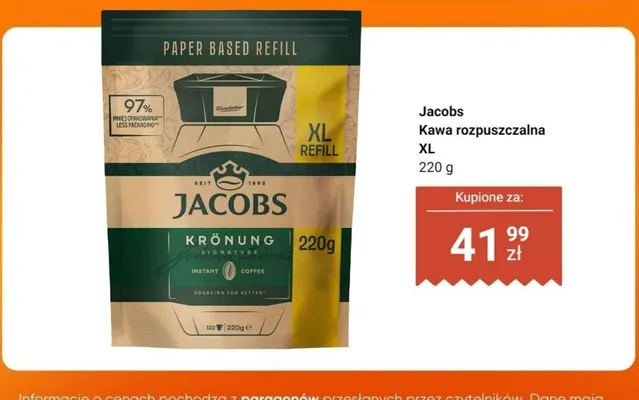 Kawa rozpuszczalna Jacobs Krönung XL Refill promocja w Dino