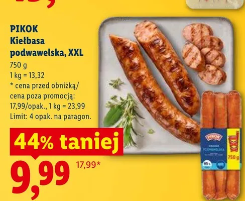 Kiełbasa podwawelska XXL Pikok promocja w Lidl