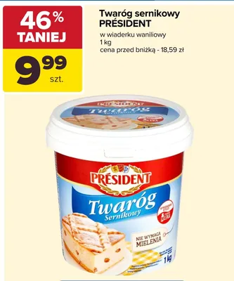 Twaróg sernikowy Président w wiaderku waniliowy promocja w Carrefour