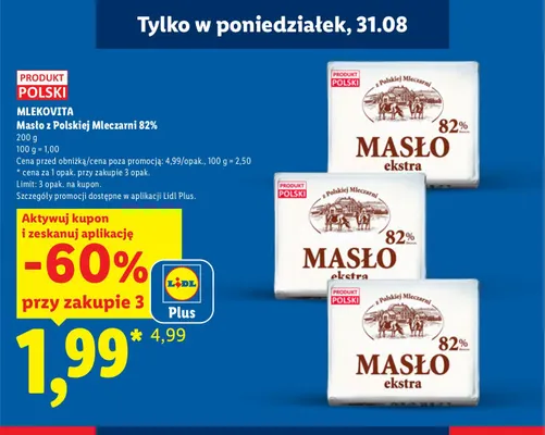 Masło ekstra z Polskiej Mleczarni promocja w Lidl