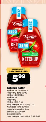 Ketchup pikantny zero cukru Kotlin promocja w Netto