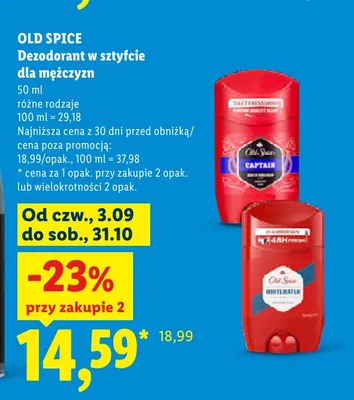 Dezodorant w sztyfcie dla mężczyzn Old Spice Whitewater promocja w Lidl