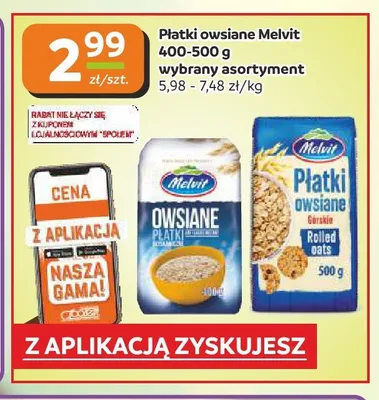 Płatki owsiane górskie Melvit promocja w Społem Częstochowa