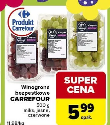 Winogrona bezpestkowe mix jasne, czerwone promocja w Carrefour Express