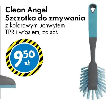Szczotka do zmywania Clean Angel z kolorowym uchwytem TPR i włosiem promocja w Tedi