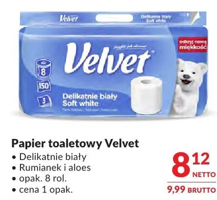 Papier toaletowy Velvet Delikatnie biały promocja w Makro