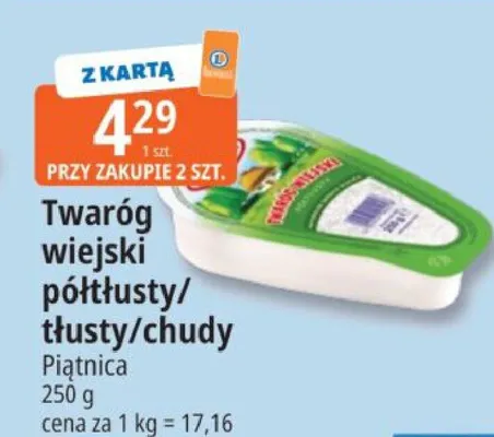 Twaróg wiejski półtłusty Piątnica promocja w Leclerc