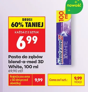 Pasta do zębów blend-a-med 3D White promocja w Biedronka