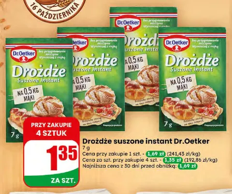 Drożdże suszone instant Dr.Oetker Dr. Oetker promocja w Dino
