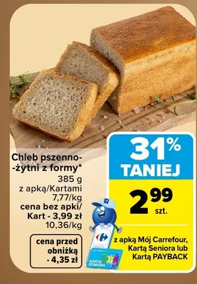 Chleb pszenno-żytni z formy promocja w Carrefour