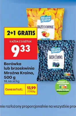 Borówka lub brzoskwinia 2+1 GRATIS promocja w Biedronka