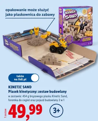 Piasek kinetyczny zestaw budowlany Kinetic Sand w zestawie 454g brązowego piasku foremka do cegieł oraz pojazd budowlany 2w1 promocja w Lidl