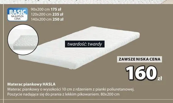Materac piankowy HASLA promocja w Jysk