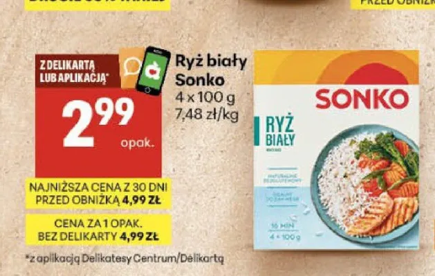Ryż biały Sonko promocja w Delikatesy Centrum
