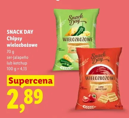 Chipsy wielozbożowe ser-jalapeño Snack Day promocja w Lidl