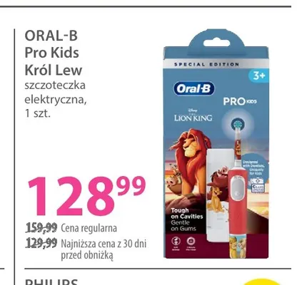 Szczoteczka elektryczna Pro Kids Król Lew Oral-B promocja w Hebe