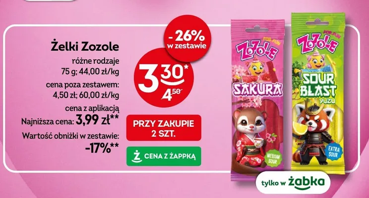 Żelki różne rodzaje promocja w Żabka