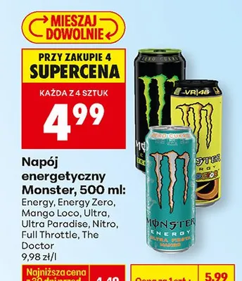 Napój energetyczny Energy Zero promocja w Biedronka