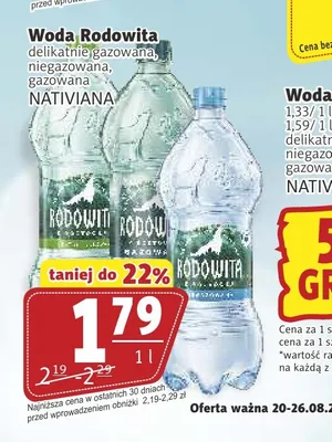 Woda mineralna niegazowana Rodowita promocja w Prim Market