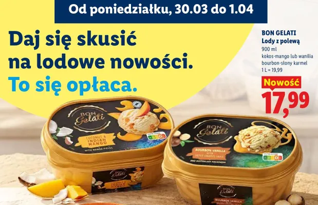Lody z polewą kokos-mango  promocja w Lidl