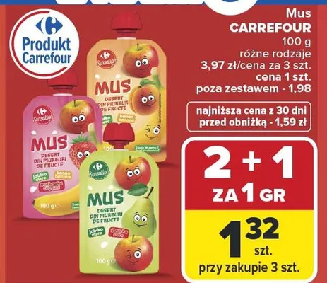 Mus owocowy Carrefour promocja w Carrefour