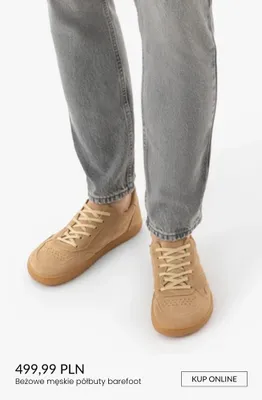 Półbuty męskie barefoot beżowe promocja w Ryłko