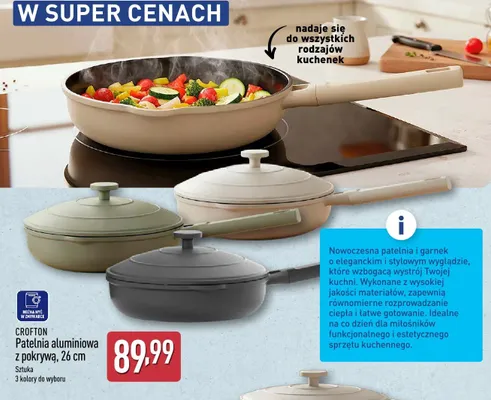 Patelnia aluminiowa z pokrywą Crofton 26 cm promocja w Aldi