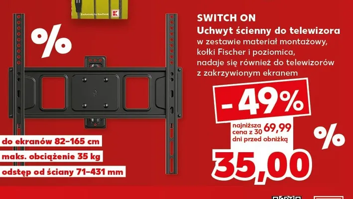 Uchwyt ścienny do telewizora Switch On promocja w Kaufland