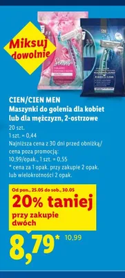 Maszynki do golenia dla kobiet Cien Senses 2-ostrzowe promocja w Lidl