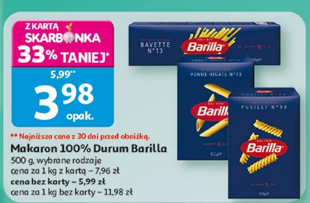 Makaron 100% Durum Barilla promocja w Auchan