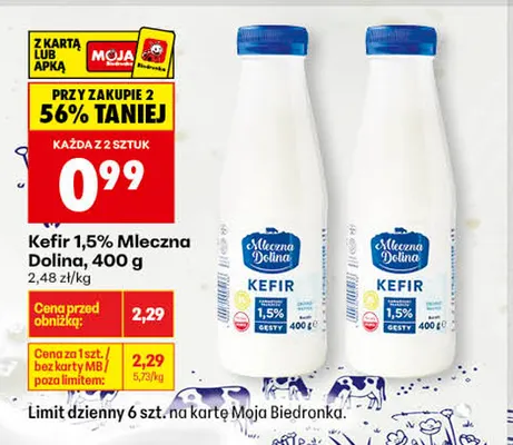 Kefir Mleczna Dolina 1,5% promocja w Biedronka