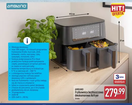 Frytkownica beztłuszczowa dwukomorowa Ambiano promocja w Aldi