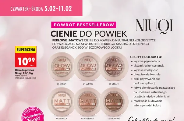 Cień do powiek, różne kolory promocja w Biedronka