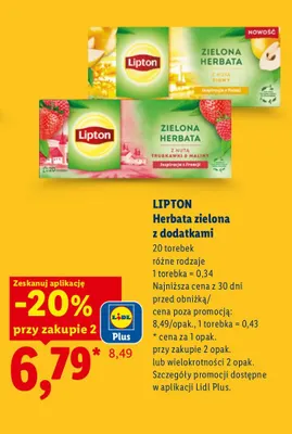 Herbata zielona z dodatkami Lipton promocja w Lidl