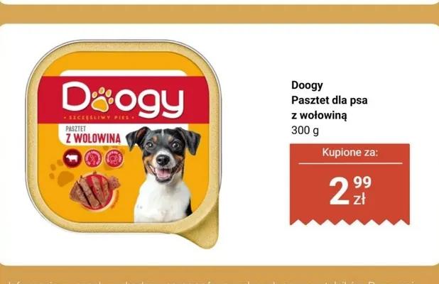 Pasztet dla psa z wołowiną Doogy promocja w Dino