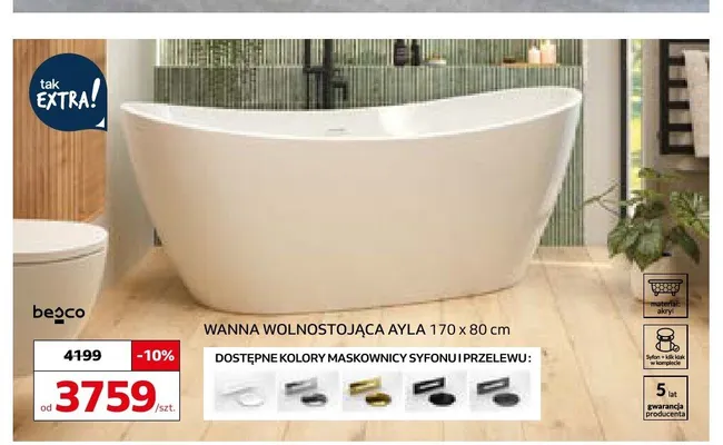 Wanna wolnostojąca Besco Ayla promocja w Komfort
