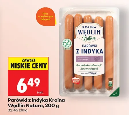 Parówki z indyka Kraina Wędlin Nature, 200 g promocja w Biedronka