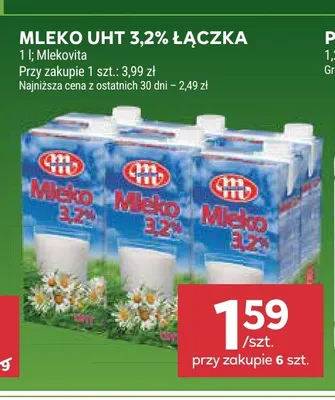 Mleko UHT Łączka 3,2% promocja w Stokrotka