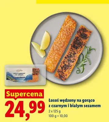 Łosoś wędzony na gorąco z czarnym i białym sezamem promocja w Lidl