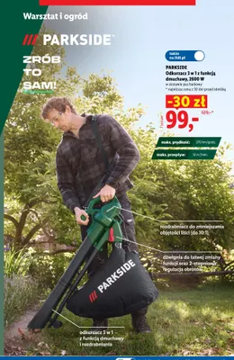 Odkurzacz 3 w 1 z funkcją dmuchawy Parkside 2600W promocja w Lidl