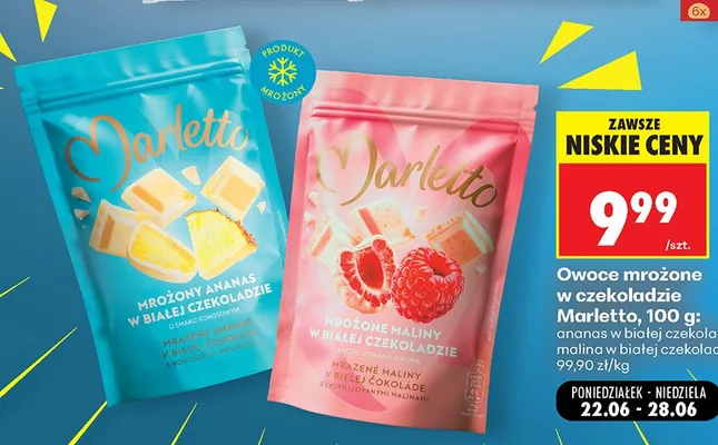 Owoce mrożone Marletto ananas w białej czekoladzie promocja w Biedronka