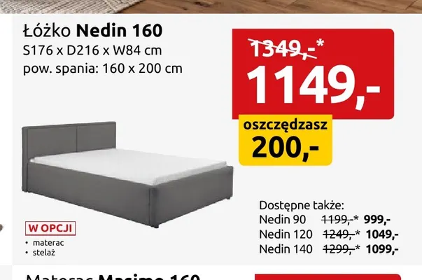 Łóżko Nedin 140 promocja w Black Red White